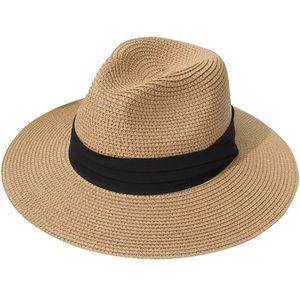 Wide Brim Straw Panama Roll up Hat